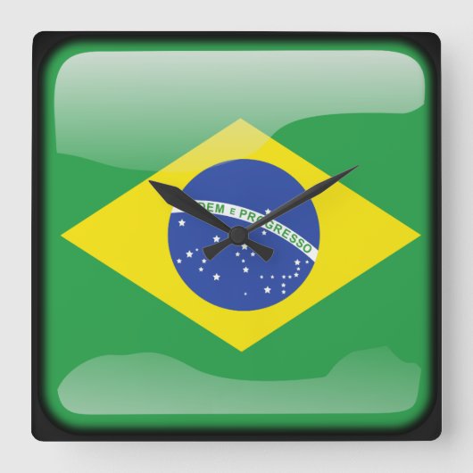 vlag van Brazilië Vierkante Klok (Voorkant)