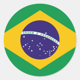 Vlag van Brazilië, wereldvlaggen Ronde Sticker