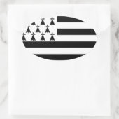 Vlag van Bretagne, Frankrijk Ovale Sticker (Tas)
