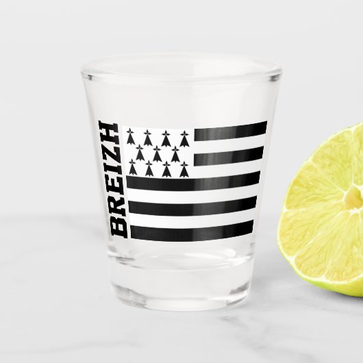 Vlag van Bretagne, Frankrijk Shot Glas (Voorkant)