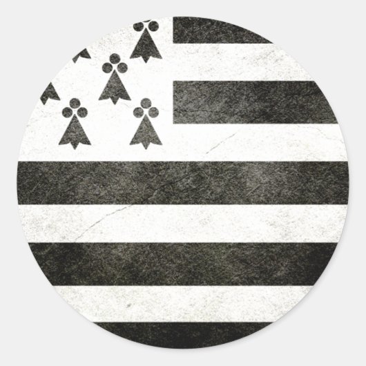 Vlag van Bretagne Vintage Ronde Sticker (Voorkant)