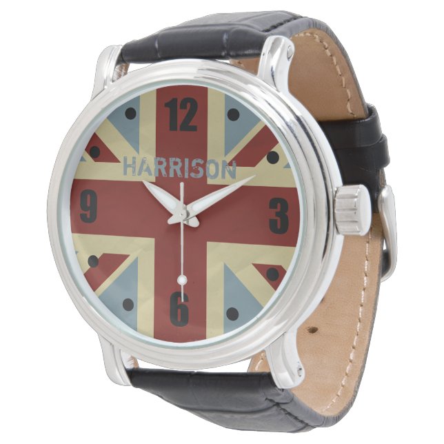 vlag van British Union Jack Grunge Horloge (Gekanteld)