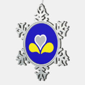 Vlag van Brussel, België Snowflake Pewter Christm Tin Sneeuwvlok Ornament (Rechts)