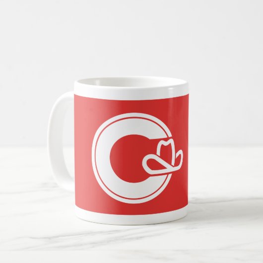 Vlag van Calgary, de Mok van Alberta Coffee (Voorkant links)