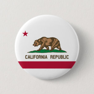 Vlag van Californië, Californische vlag onderaan, Ronde Button 5,7 Cm