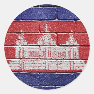 Vlag van Cambodja Ronde Sticker