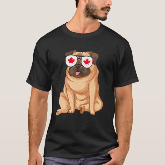 Vlag van Canada Canadese Bulldog Fun zonnebril T-shirt (Voorkant)
