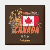 vlag van Canada en grizzly beer souvenir Magneet (Voorkant)