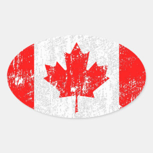 Vlag van Canada in nood Ovale Sticker