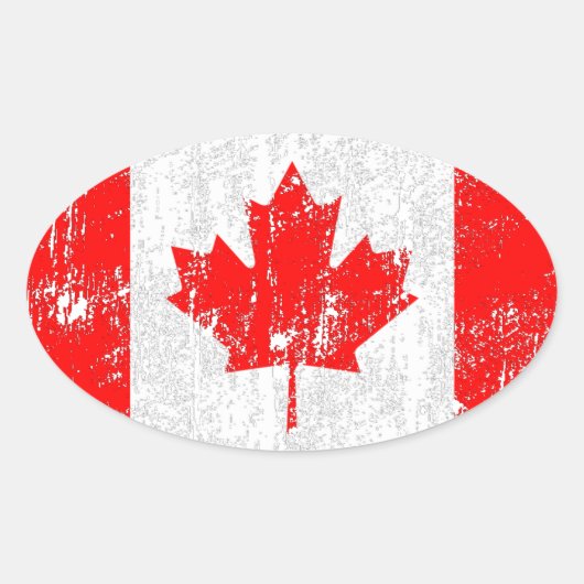 Vlag van Canada in nood Ovale Sticker (Voorkant)