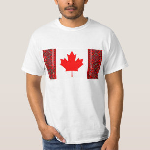 Vlag van Canada met rode/zwarte-Oekraïense kruist T-shirt