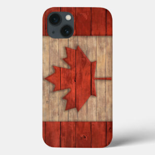  vlag van Canada — Ontwerp van verhard hout iPhone 13 Hoesje