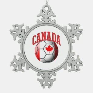 Vlag van Canada Voetbal Tin Sneeuwvlok Ornament