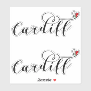 Vlag van Cardiff in Heart, Wales Sticker