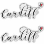Vlag van Cardiff in Heart, Wales Sticker (Voorkant)