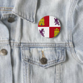Vlag van Castilla y Leon (Spanje) Ronde Button 5,7 Cm (In situ)