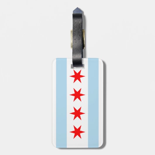 Vlag van Chicago Bagagelabel met lederriem (Achterkant verticaal)