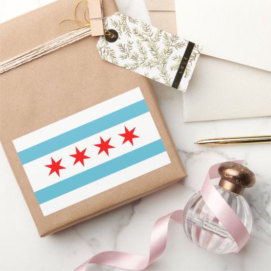vlag van Chicago City Rechthoekige Sticker (Geschenken)