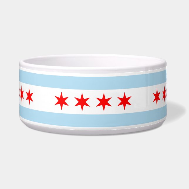 Vlag van Chicago, Illinois Bowl Voerbakje (Voorkant)