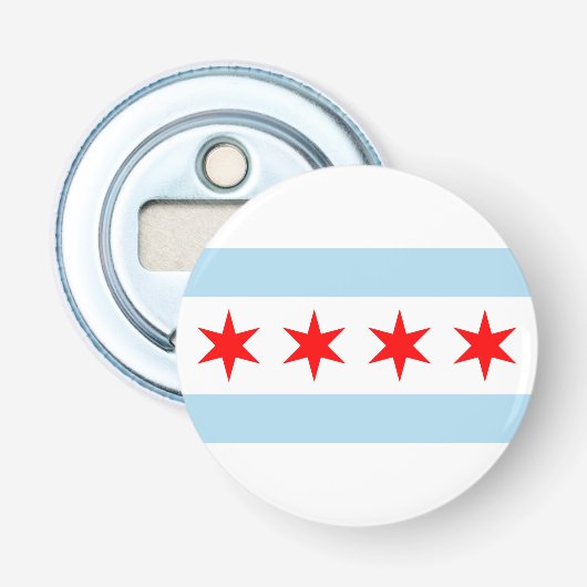 Vlag van Chicago, Illinois Button Flesopener (Voorkant)