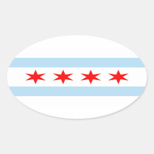 Vlag van Chicago, Illinois Ovale Sticker