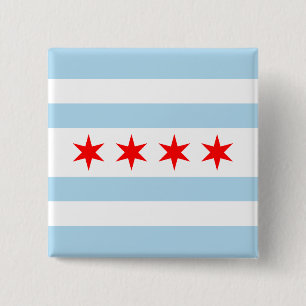 Vlag van Chicago, Illinois Pinback Button