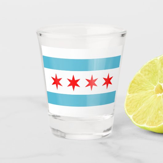 vlag van Chicago Shot Glas (Voorkant)