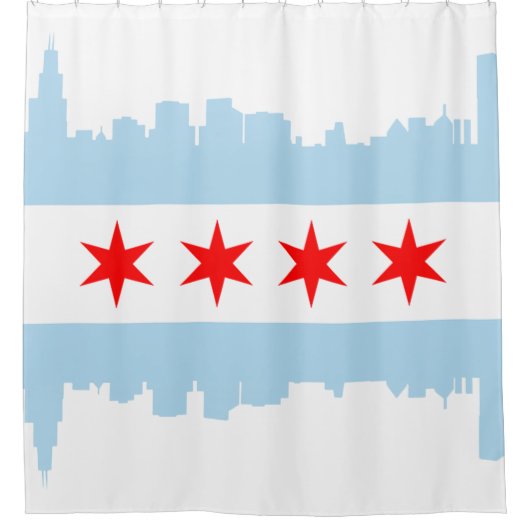 Vlag van Chicago Skyline Douchegordijn (Voorkant)