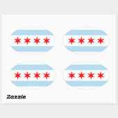 Vlag van Chicago t shirt Ovale Sticker (Vel)