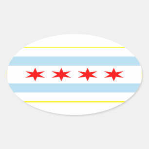 Vlag van Chicago t shirt Ovale Sticker
