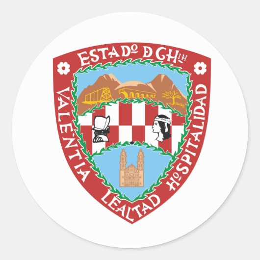 Vlag van Chihuahua Ronde Sticker (Voorkant)