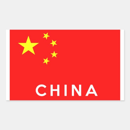 vlag van china - land - naam rechthoekige sticker (Voorkant)