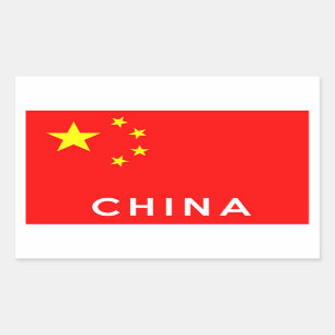 vlag van china - land - naam rechthoekige sticker
