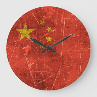 vlag van China met ouderdom en kraakbedekking Grote Klok