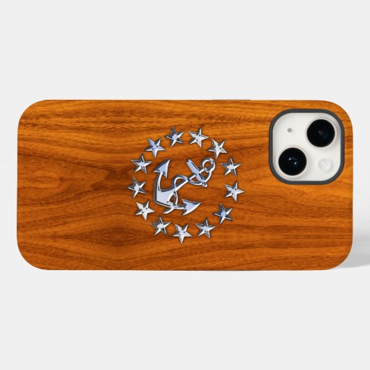 Vlag van Chrome op Teak Wood Case-Mate iPhone Case (Achterkant (horizontaal))