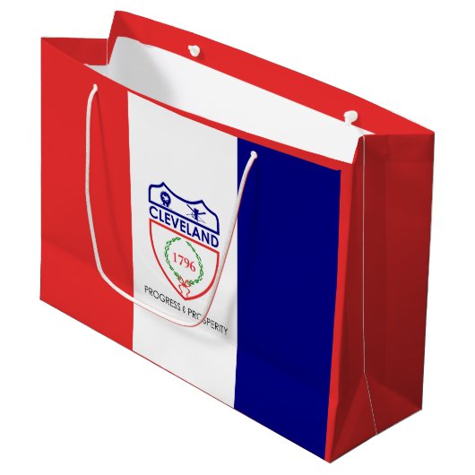 Vlag van Cleveland, Ohio Large Gift Bag Groot Cadeauzakje (Voorkant Gekanteld)