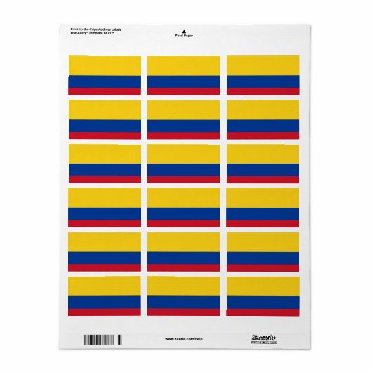 Vlag van Colombia Etiket (Full Sheet)