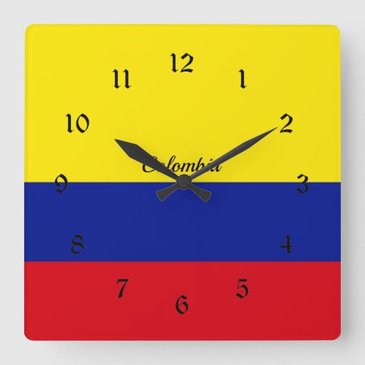 Vlag van Colombia Vierkante Klok (Voorkant)