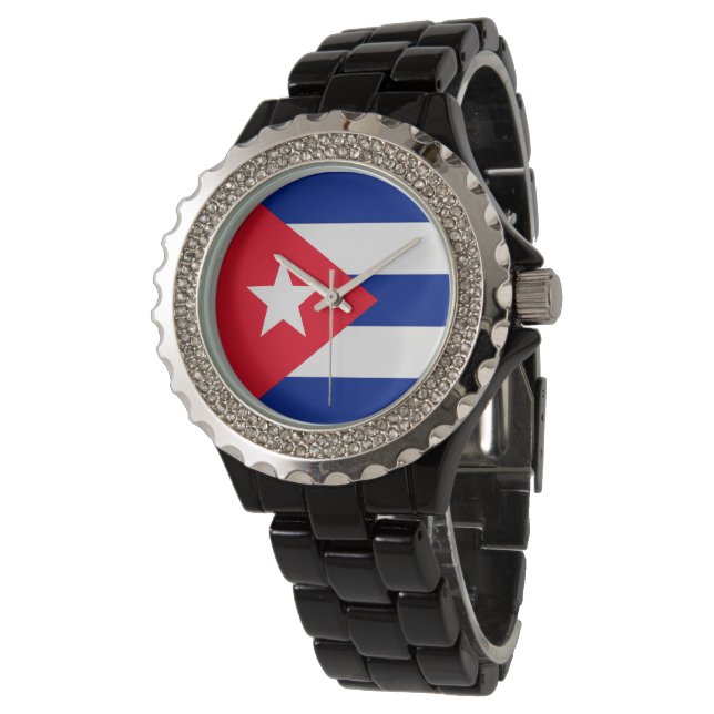 Vlag van Cuba Horloge (Gekanteld)