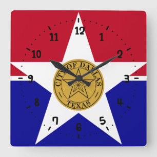 Vlag van Dallas, Texas Square Wall Clock Vierkante Klok