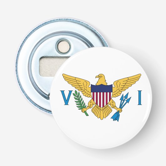 Vlag van de Amerikaanse Maagdeneilanden Button Flesopener (Voorkant)