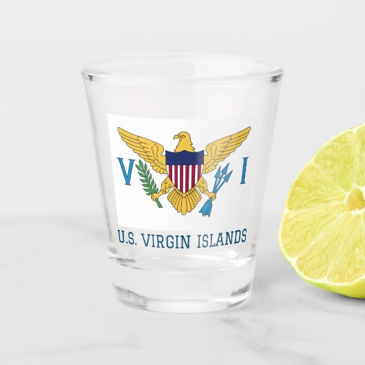 Vlag van de Amerikaanse Maagdeneilanden Shot Glas (Voorkant)