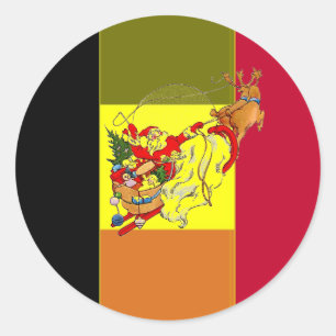 Vlag van de Belgische kerstkerstkerstkerstkerstker Ronde Sticker