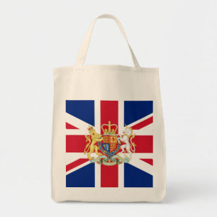Vlag van de Britse Unie en de Royal Crest Tote Bag