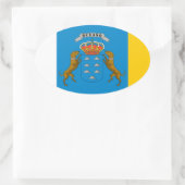 vlag van de Canarische Eilanden (Spanje) Ovale Sticker (Tas)
