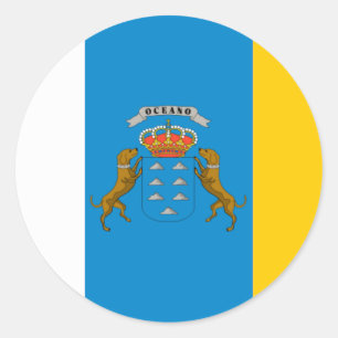 vlag van de Canarische Eilanden (Spanje) Ronde Sticker