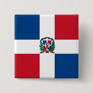 Vlag van de Dominicaanse Republiek Vierkante Button 5,1 Cm