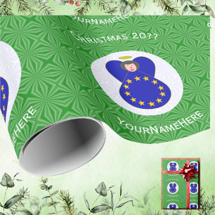 Vlag van de Europese Unie Kerstengel Persoonlijk Cadeaupapier