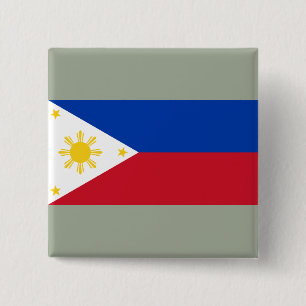 Vlag van de Filipijnen Vierkante Button 5,1 Cm