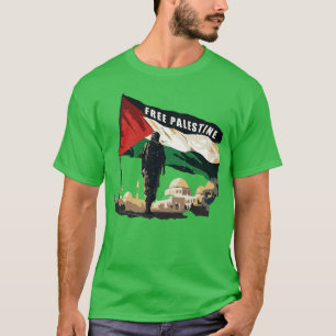 Vlag van de Free Gaza Retro Palestina T-shirt